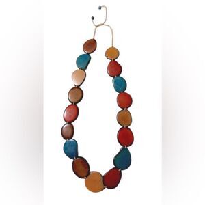 VINTAGE Handmade Tagua Nut Jewelry, Statement Bib, Summer Necklace, LIKE NEW